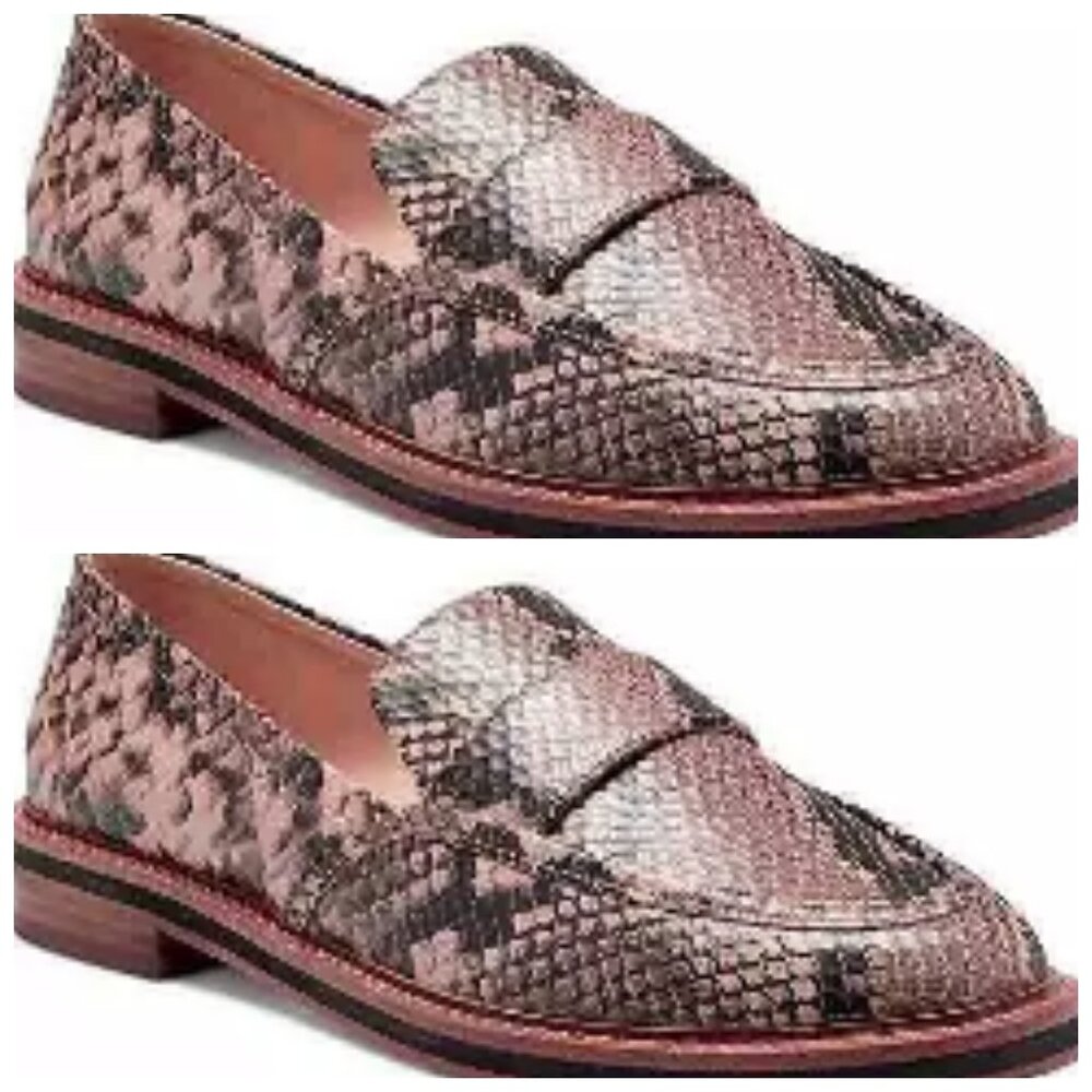 Vince Camuto Jorda Snake Skin Pattern Leather Slip On Loafers Size 7.5